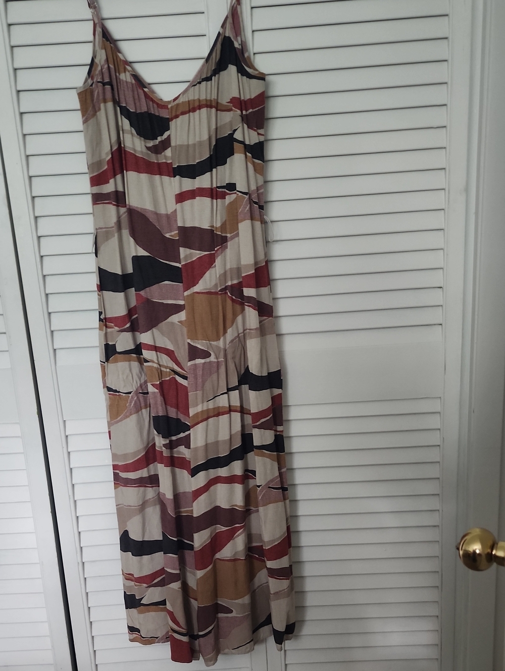 Reitmans Earth-Tone Abstract Print. Jumpsuit. Missing Belt